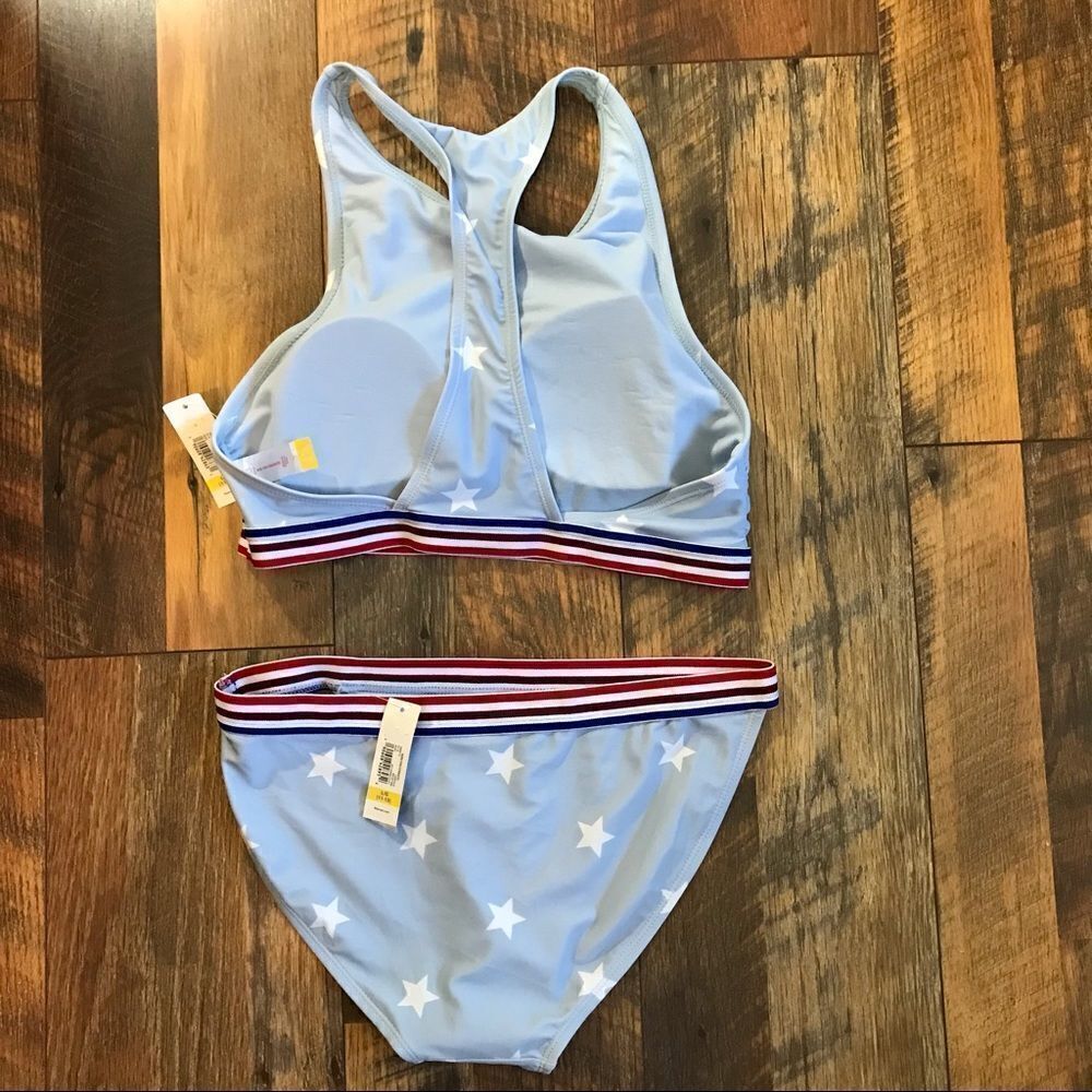 No Boundaries 2-PC Light Blue with stars Modest top Bikini Bathing Suit Sz 11/13 - Picture 2 of 5